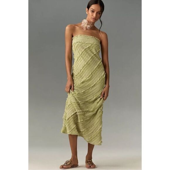 Anthropologie Endless Rose Strapless Textured Column maxiDress/ size M